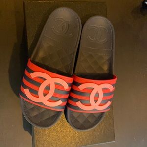 Authentic Chanel pink/red sandals size 38